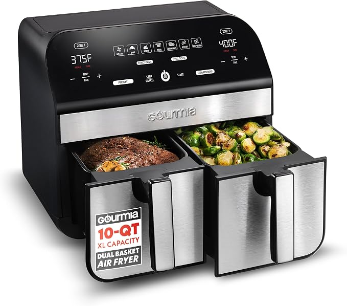 Gourmia 10 Qt Dual Basket Air Fryer